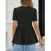 MEROKEETY Women’s Summer Peplum Tunic Blouse 2026 Babydoll Tops Ruffle Short Sleeve V Neck Casual Loose T Shirts(Black)