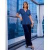 MEROKEETY Women’s Summer Peplum Tunic Blouse 2026 Babydoll Tops Ruffle Short Sleeve V Neck Casual Loose T Shirts(Dark Blue)