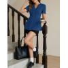 MEROKEETY Women’s Summer Peplum Tunic Blouse 2026 Babydoll Tops Ruffle Short Sleeve V Neck Casual Loose T Shirts(Dark Blue)