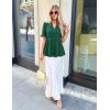 MEROKEETY Women’s Summer Peplum Tunic Blouse 2026 Babydoll Tops Ruffle Short Sleeve V Neck Casual Loose T Shirts(Dark Green)