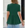 MEROKEETY Women’s Summer Peplum Tunic Blouse 2026 Babydoll Tops Ruffle Short Sleeve V Neck Casual Loose T Shirts(Dark Green)