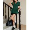 MEROKEETY Women’s Summer Peplum Tunic Blouse 2026 Babydoll Tops Ruffle Short Sleeve V Neck Casual Loose T Shirts(Dark Green)