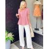 MEROKEETY Women’s Summer Peplum Tunic Blouse 2026 Babydoll Tops Ruffle Short Sleeve V Neck Casual Loose T Shirts(Pink)