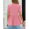 MEROKEETY Women’s Summer Peplum Tunic Blouse 2026 Babydoll Tops Ruffle Short Sleeve V Neck Casual Loose T Shirts(Pink)