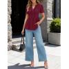 MEROKEETY Women’s Summer Peplum Tunic Blouse 2026 Babydoll Tops Ruffle Short Sleeve V Neck Casual Loose T Shirts(Wine)