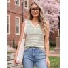 MEROKEETY Women’s Summer Tank Tops 2026 Striped V Neck Sleeveless Casual Henley Shirts Colourful Button Cami Tee(Grey)