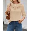 MEROKEETY Women’s Sweaters Fall 2025 Button Down Lace Casual Business Long Sleeve Crewneck Trendy Winter Pullover Sweater Top(Lightkhaki)