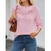MEROKEETY Women’s Sweaters Fall 2025 Button Down Lace Casual Business Long Sleeve Crewneck Trendy Winter Pullover Sweater Top(Pink)