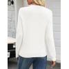 MEROKEETY Women’s Sweaters Fall 2025 Button Down Lace Casual Business Long Sleeve Crewneck Trendy Winter Pullover Sweater Top(White)