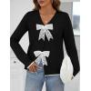 MEROKEETY Women’s Tie Front Bow Cardigan Sweaters 2025 Long Sleeve Chunky Knit Cute Trendy Fall Winter Coats(Black)