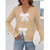 MEROKEETY Women’s Tie Front Bow Cardigan Sweaters 2025 Long Sleeve Chunky Knit Cute Trendy Fall Winter Coats(Camel)