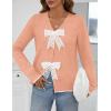 MEROKEETY Women’s Tie Front Bow Cardigan Sweaters 2025 Long Sleeve Chunky Knit Cute Trendy Fall Winter Coats(Lightsalmon)