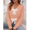 MEROKEETY Women’s Tie Front Bow Cardigan Sweaters 2025 Long Sleeve Chunky Knit Cute Trendy Fall Winter Coats(Lightsalmon)