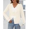 MEROKEETY Women’s Tie Front Bow Cardigan Sweaters 2025 Long Sleeve Chunky Knit Cute Trendy Fall Winter Coats(White)