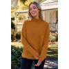MEROKEETY Women’s Turtleneck Long Sleeve Sweater 2025 Fall Cozy Knit Loose Casual Trendy Pullover Tops Winter Clothes(Brown)