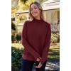 MEROKEETY Women’s Turtleneck Long Sleeve Sweater 2025 Fall Cozy Knit Loose Casual Trendy Pullover Tops Winter Clothes(Wine)