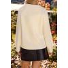 MEROKEETY Women’s Winter Fall Long Sleeve Cardigan Sweater 2026 Crew Neck Button Open Front Chunky Knit Outfits(Beige)