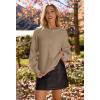 MEROKEETY Women’s Winter Fall Long Sleeve Cardigan Sweater 2026 Crew Neck Button Open Front Chunky Knit Outfits(Light Khaki)