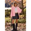 MEROKEETY Women’s Winter Fall Long Sleeve Cardigan Sweater 2026 Crew Neck Button Open Front Chunky Knit Outfits(Light Pink)