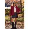 MEROKEETY Women’s Winter Fall Long Sleeve Cardigan Sweater 2026 Crew Neck Button Open Front Chunky Knit Outfits(Red)