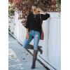 MEROKEETY Women’s Winter Fall Long Sleeve Tunic Sweaters 2026 Casual Trendy Crew Neck Waffle Knit Pullover Tops Jumper(Black)
