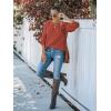 MEROKEETY Women’s Winter Fall Long Sleeve Tunic Sweaters 2026 Casual Trendy Crew Neck Waffle Knit Pullover Tops Jumper(Brick Red)