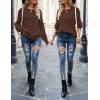 MEROKEETY Women’s Winter Fall Long Sleeve Tunic Sweaters 2026 Casual Trendy Crew Neck Waffle Knit Pullover Tops Jumper(Brown)