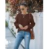 MEROKEETY Women’s Winter Fall Long Sleeve Tunic Sweaters 2026 Casual Trendy Crew Neck Waffle Knit Pullover Tops Jumper(Brown)