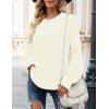 MEROKEETY Women’s Winter Fall Long Sleeve Tunic Sweaters 2026 Casual Trendy Crew Neck Waffle Knit Pullover Tops Jumper(Cream)