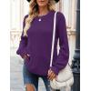 MEROKEETY Women’s Winter Fall Long Sleeve Tunic Sweaters 2026 Casual Trendy Crew Neck Waffle Knit Pullover Tops Jumper(Dark Purple)