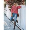 MEROKEETY Women’s Winter Fall Long Sleeve Tunic Sweaters 2026 Casual Trendy Crew Neck Waffle Knit Pullover Tops Jumper(Dusty Pink)