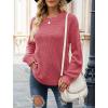 MEROKEETY Women’s Winter Fall Long Sleeve Tunic Sweaters 2026 Casual Trendy Crew Neck Waffle Knit Pullover Tops Jumper(Dusty Pink)
