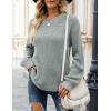 MEROKEETY Women’s Winter Fall Long Sleeve Tunic Sweaters 2026 Casual Trendy Crew Neck Waffle Knit Pullover Tops Jumper(Grey)