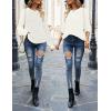 MEROKEETY Women’s Winter Fall Long Sleeve Tunic Sweaters 2026 Casual Trendy Crew Neck Waffle Knit Pullover Tops Jumper(Ivory)