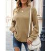 MEROKEETY Women’s Winter Fall Long Sleeve Tunic Sweaters 2026 Casual Trendy Crew Neck Waffle Knit Pullover Tops Jumper(Khaki)