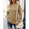 MEROKEETY Women’s Winter Fall Long Sleeve Tunic Sweaters 2026 Casual Trendy Crew Neck Waffle Knit Pullover Tops Jumper(Light Brown)