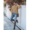 MEROKEETY Women’s Winter Fall Long Sleeve Tunic Sweaters 2026 Casual Trendy Crew Neck Waffle Knit Pullover Tops Jumper(Light Brown)