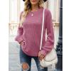 MEROKEETY Women’s Winter Fall Long Sleeve Tunic Sweaters 2026 Casual Trendy Crew Neck Waffle Knit Pullover Tops Jumper(Mauve)