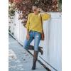 MEROKEETY Women’s Winter Fall Long Sleeve Tunic Sweaters 2026 Casual Trendy Crew Neck Waffle Knit Pullover Tops Jumper(Mustard)