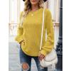 MEROKEETY Women’s Winter Fall Long Sleeve Tunic Sweaters 2026 Casual Trendy Crew Neck Waffle Knit Pullover Tops Jumper(Mustard)