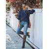 MEROKEETY Women’s Winter Fall Long Sleeve Tunic Sweaters 2026 Casual Trendy Crew Neck Waffle Knit Pullover Tops Jumper(Navy)