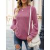 MEROKEETY Women’s Winter Fall Long Sleeve Tunic Sweaters 2026 Casual Trendy Crew Neck Waffle Knit Pullover Tops Jumper(Purple)