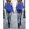 MEROKEETY Women’s Winter Fall Long Sleeve Tunic Sweaters 2026 Casual Trendy Crew Neck Waffle Knit Pullover Tops Jumper(Royal)
