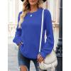 MEROKEETY Women’s Winter Fall Long Sleeve Tunic Sweaters 2026 Casual Trendy Crew Neck Waffle Knit Pullover Tops Jumper(Royal)