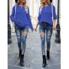 MEROKEETY Women’s Winter Fall Long Sleeve Tunic Sweaters 2026 Casual Trendy Crew Neck Waffle Knit Pullover Tops Jumper(Royal Blue)