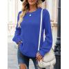 MEROKEETY Women’s Winter Fall Long Sleeve Tunic Sweaters 2026 Casual Trendy Crew Neck Waffle Knit Pullover Tops Jumper(Royal Blue)