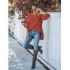 MEROKEETY Women’s Winter Fall Long Sleeve Tunic Sweaters 2026 Casual Trendy Crew Neck Waffle Knit Pullover Tops Jumper(Rust)