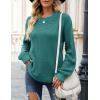 MEROKEETY Women’s Winter Fall Long Sleeve Tunic Sweaters 2026 Casual Trendy Crew Neck Waffle Knit Pullover Tops Jumper(Teal)