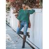 MEROKEETY Women’s Winter Fall Long Sleeve Tunic Sweaters 2026 Casual Trendy Crew Neck Waffle Knit Pullover Tops Jumper(Teal)