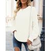 MEROKEETY Women’s Winter Fall Long Sleeve Tunic Sweaters 2026 Casual Trendy Crew Neck Waffle Knit Pullover Tops Jumper(White)
